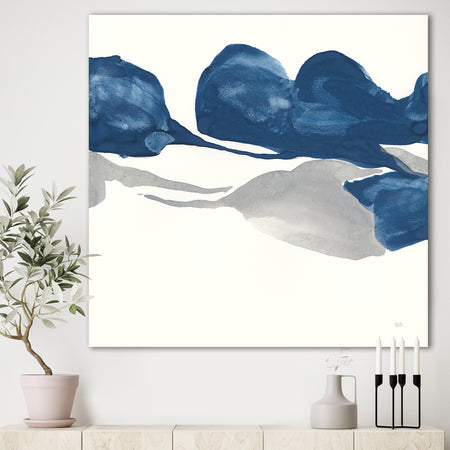 Gouache Sapphire on Gray III - Modern & Transitional Canvas Artwork