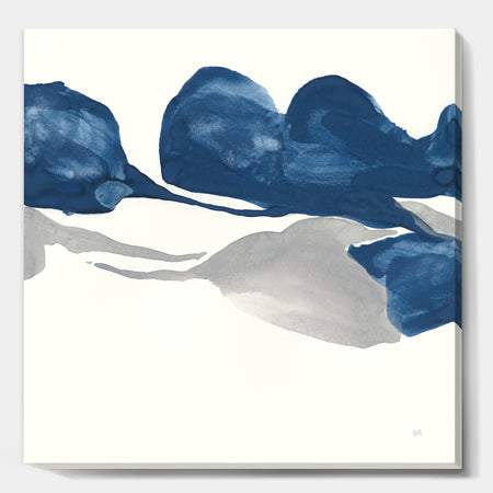 Gouache Sapphire on Gray III - Modern & Transitional Canvas Artwork