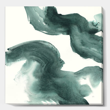 Gouache Green on Gray I - Modern & Transitional Premium Canvas Wall Art