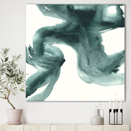 Gouache Green on Gray II - Modern & Transitional Gallery-wrapped Canvas