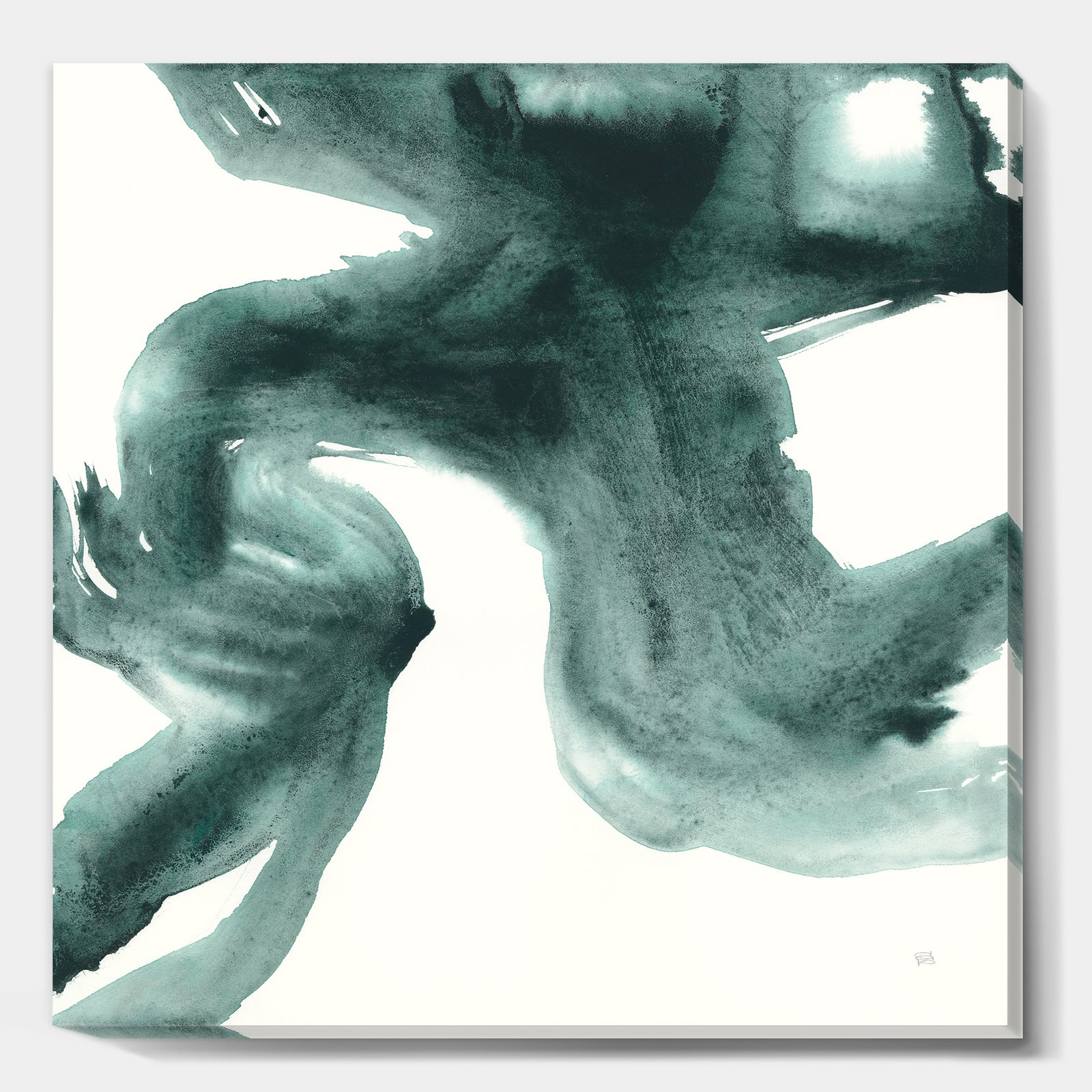 Gouache Green on Gray II - Modern & Transitional Gallery-wrapped Canvas