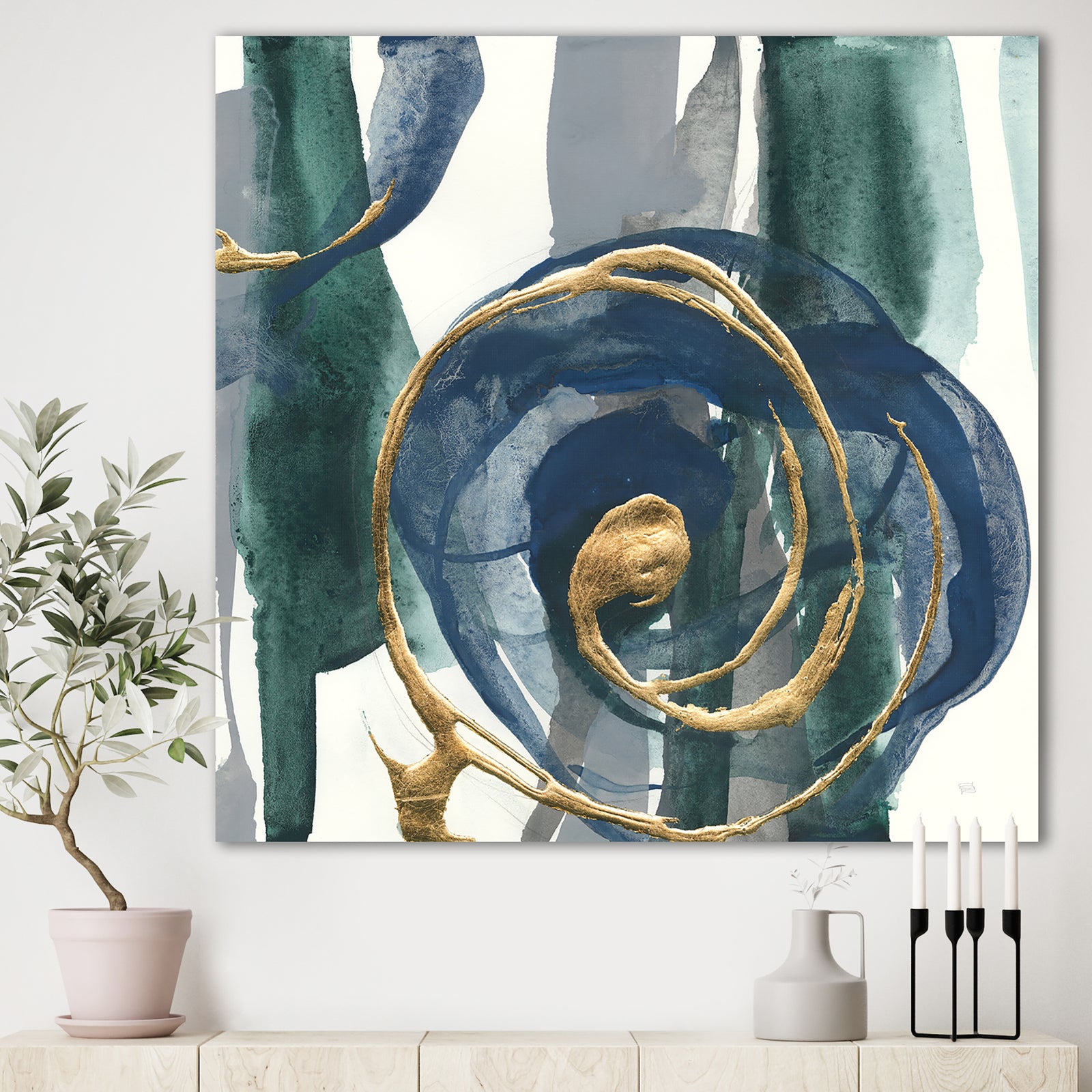Mettalic Indigo and Gold I - Posh & Luxe Canvas Art