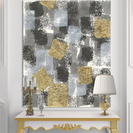 Gold Glamour Squares II - Modern & Transitional Gallery-wrapped Canvas