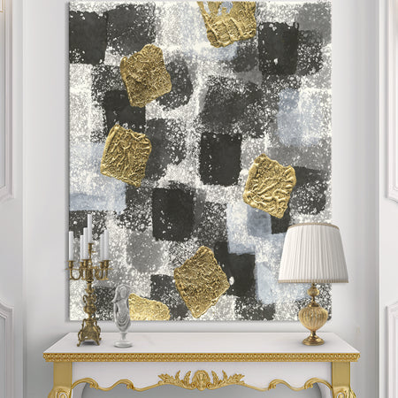 Gold Glamour Squares I - Modern & Transitional Canvas Artwork