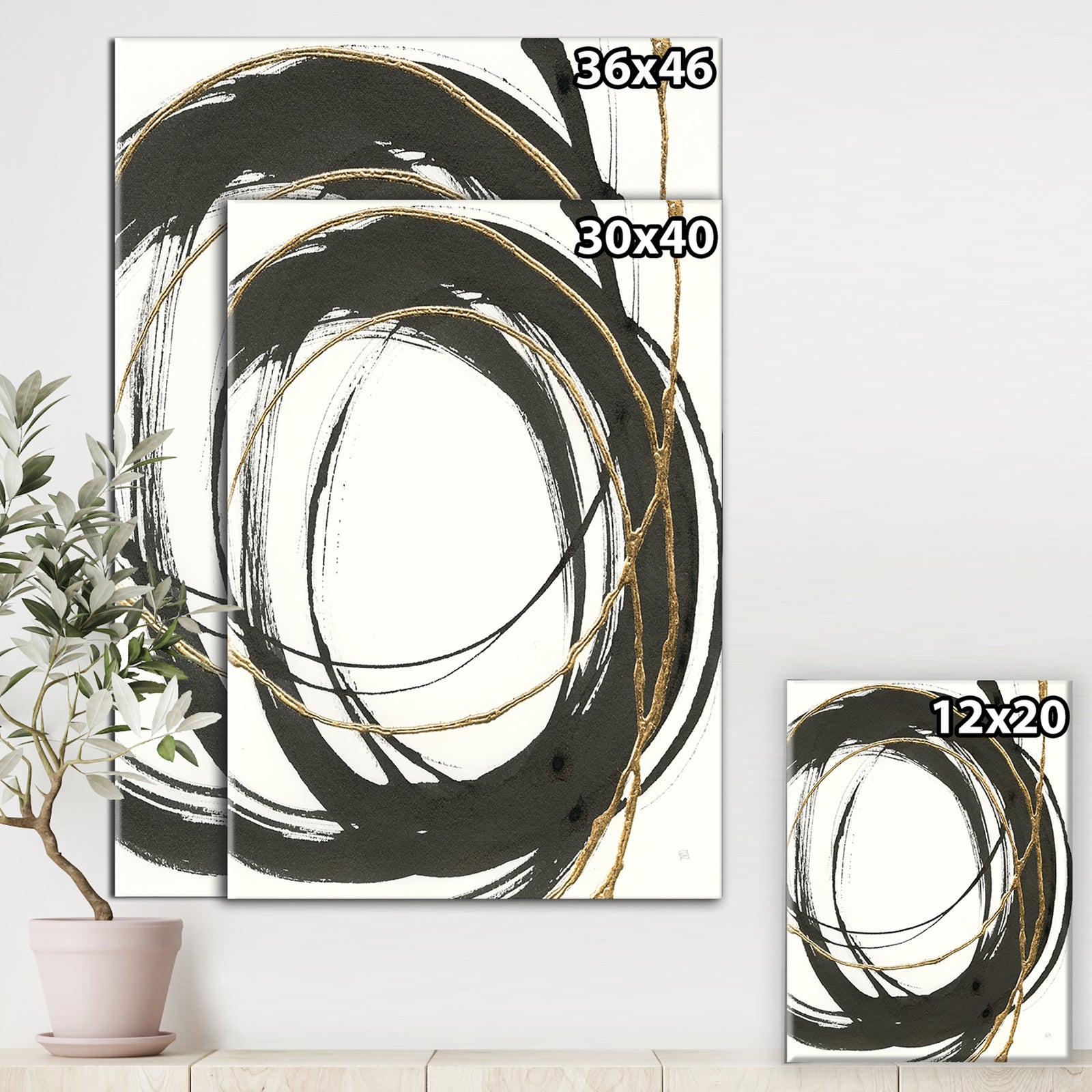 Gold Glamour Circle III - Posh & Luxe Gallery-wrapped Canvas