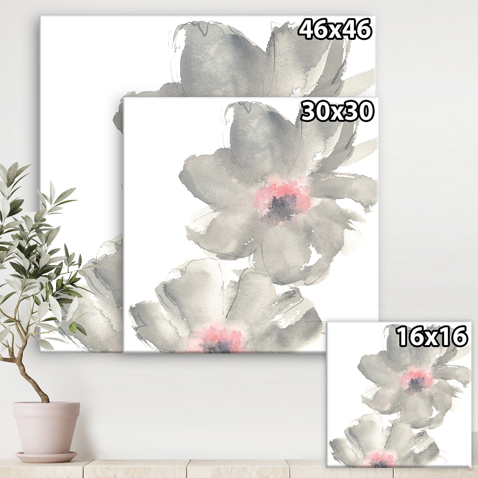 Shabby Gray Blush Cosmo I - Shabby Chic Canvas Art