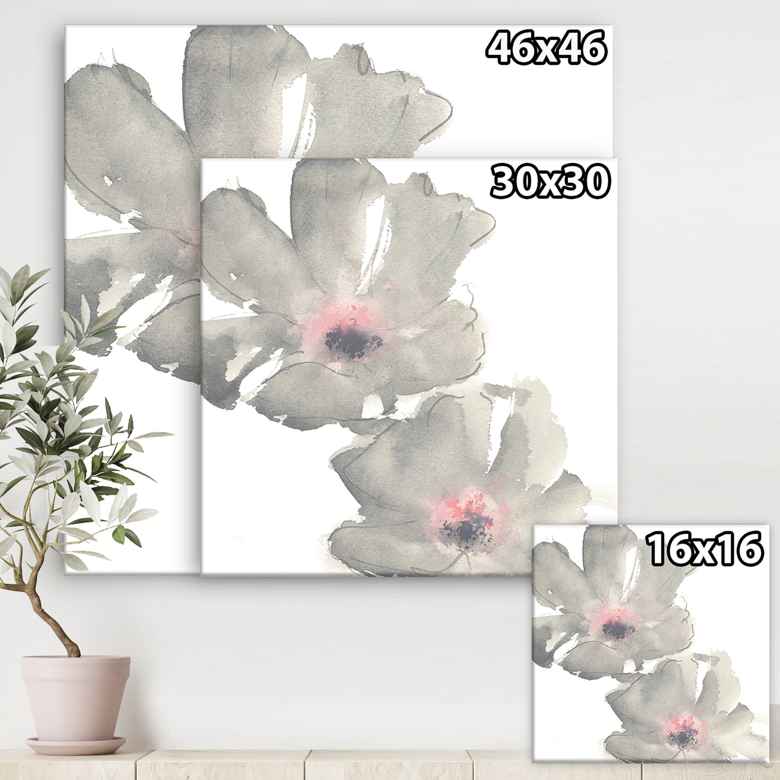 Shabby Gray Blush Cosmo II - Shabby Chic Premium Canvas Wall Art