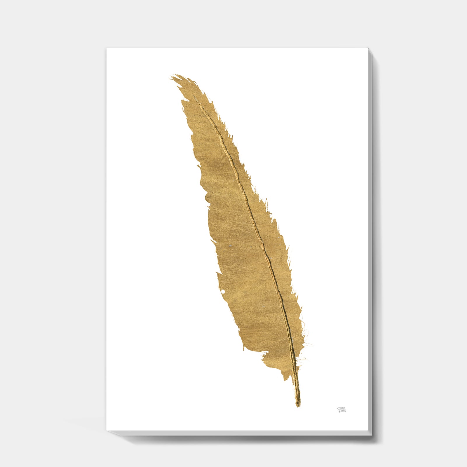 Glam pure Gold Feather I - Glam Gallery-wrapped Canvas