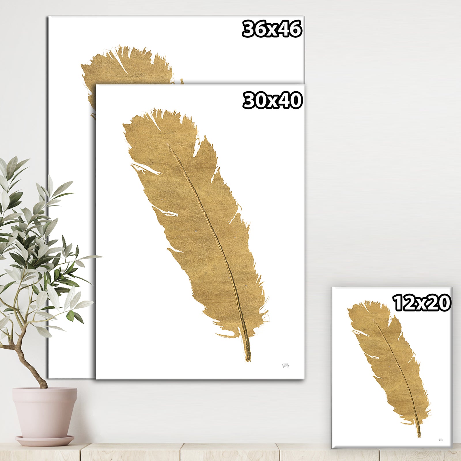 Glam pure Gold Feather II - Glam Canvas Artwork