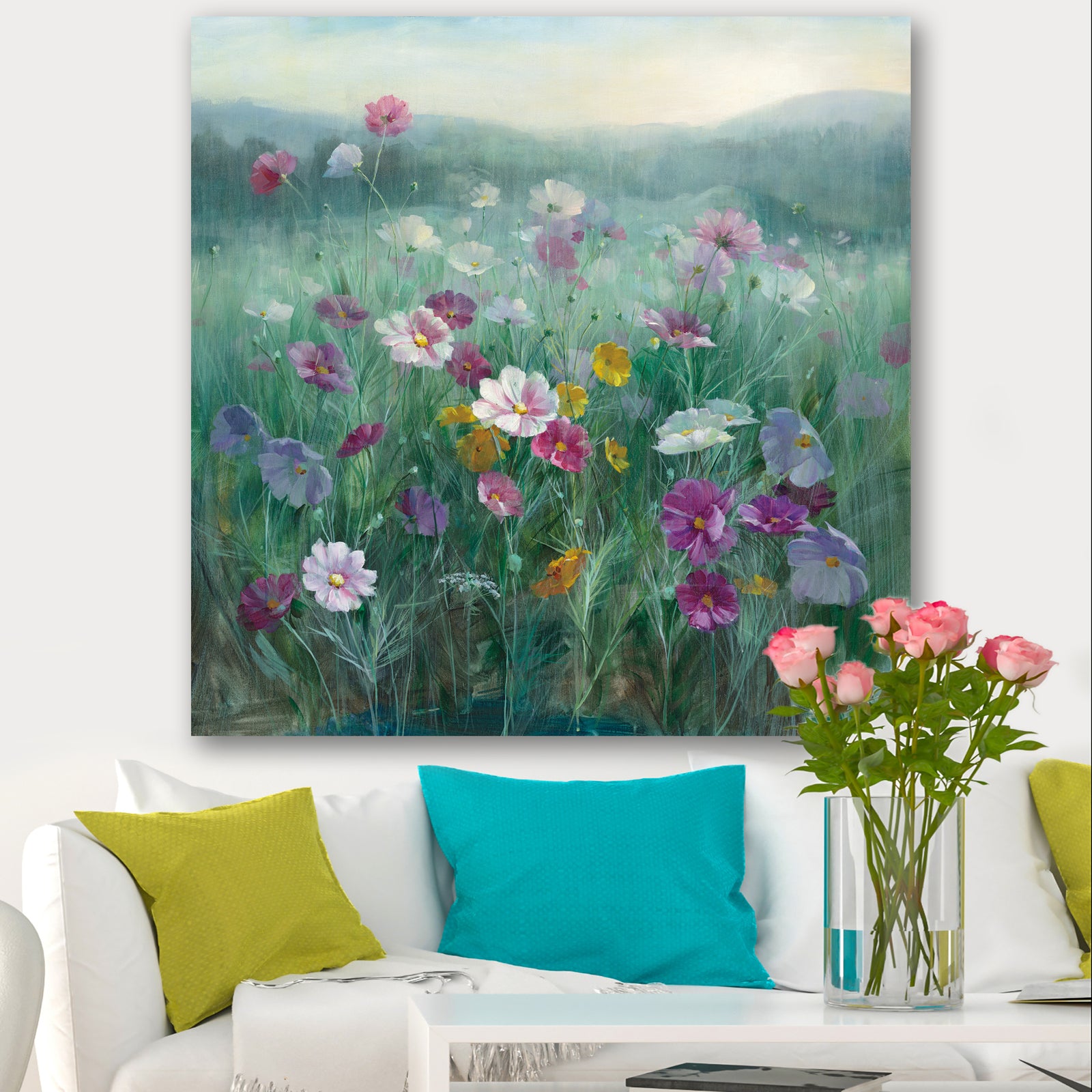 Flower field - Floral Farmhouse Premium Canvas Wall Art