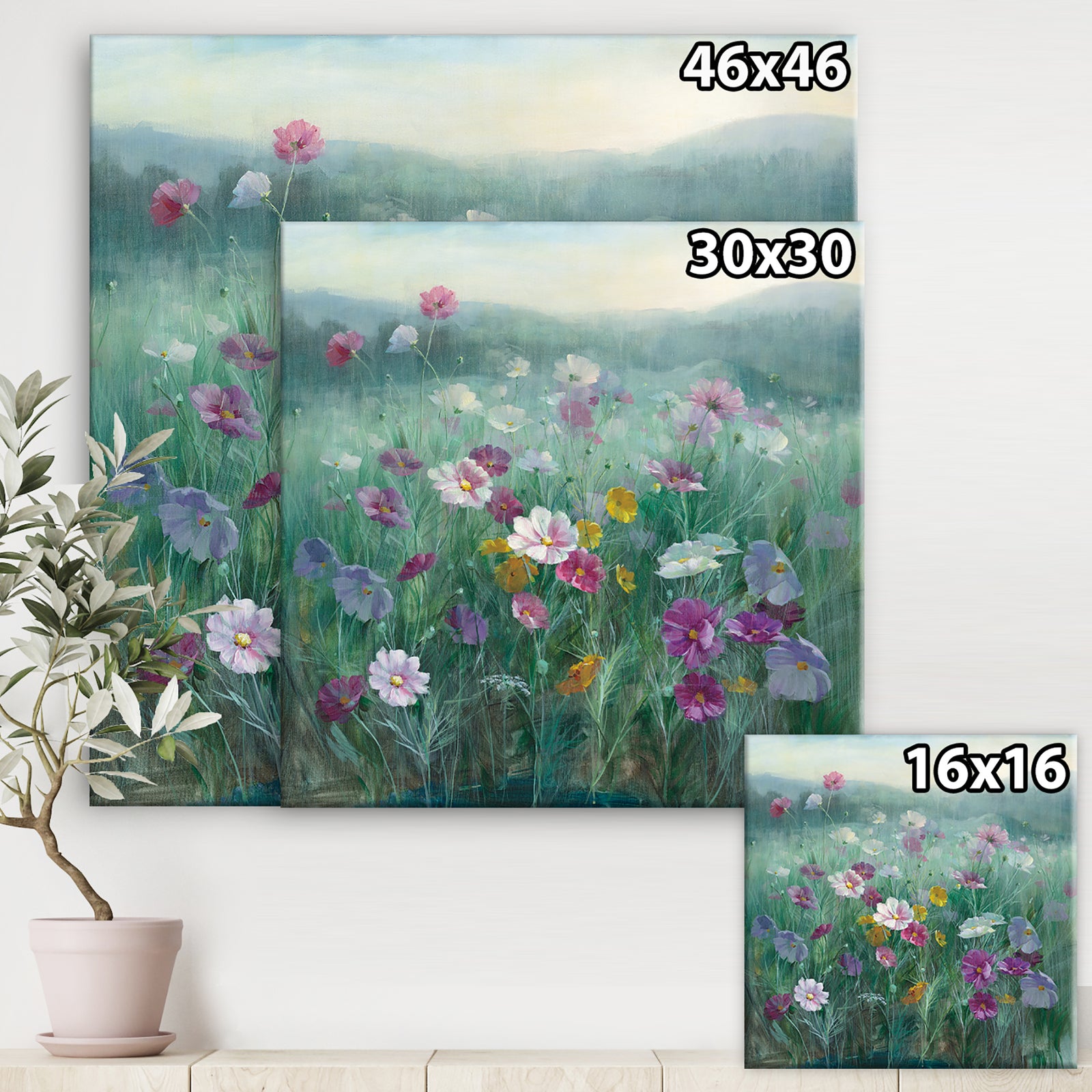 Flower field - Floral Farmhouse Premium Canvas Wall Art