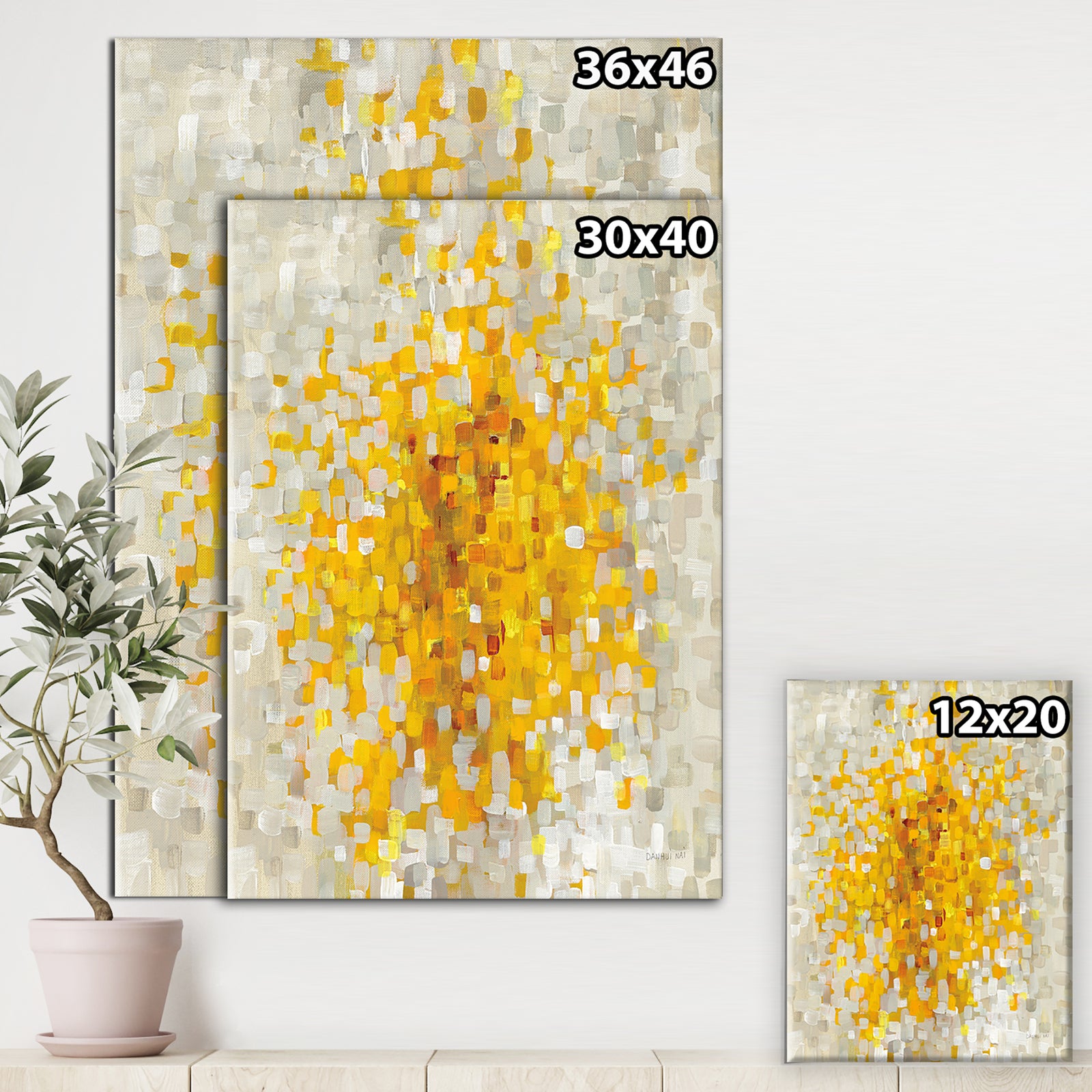 Glam Yellow Explosion Blocks - Modern & Transitional Gallery-wrapped Canvas