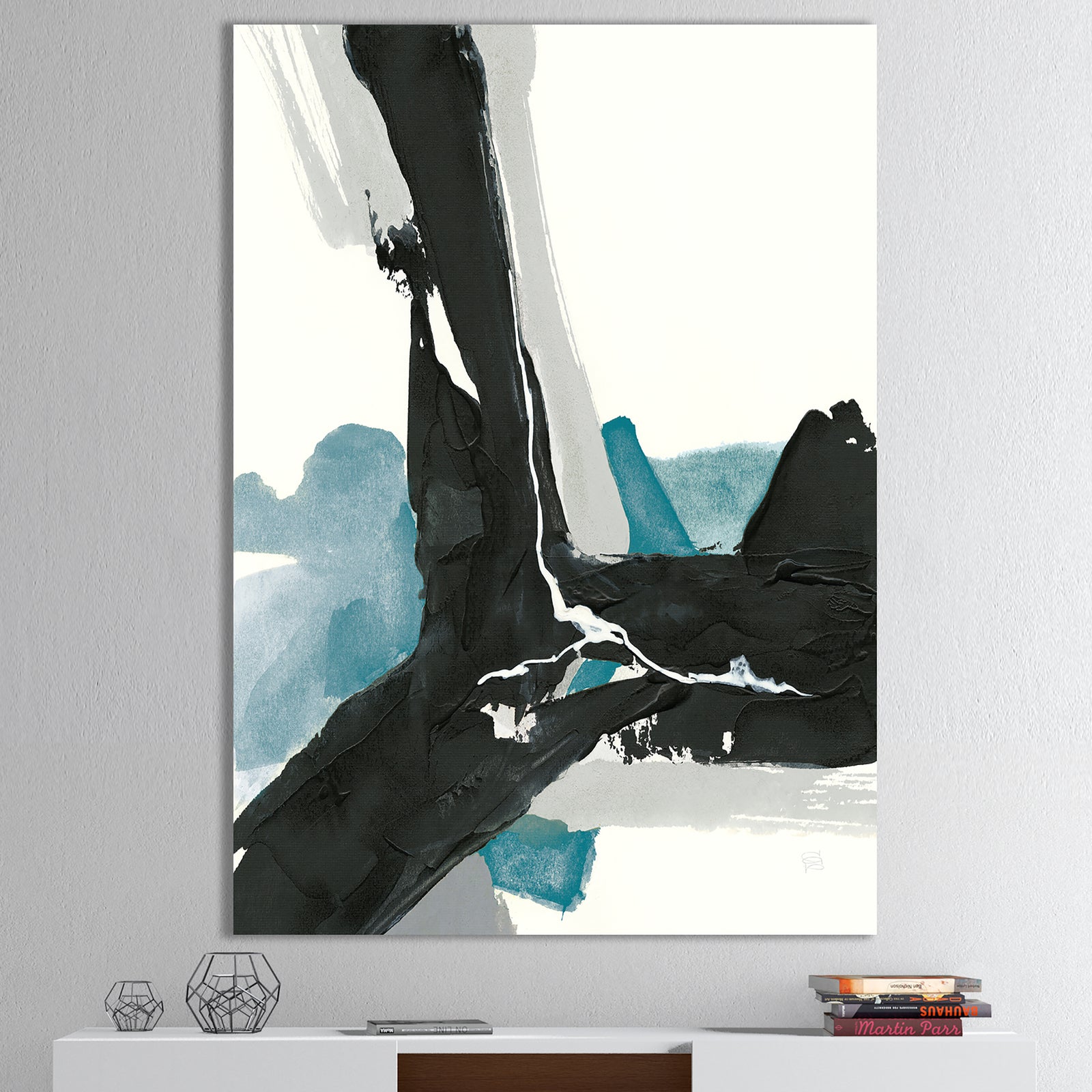 Geometric Black and Teal III - Modern & Contemporary Canvas Artwork