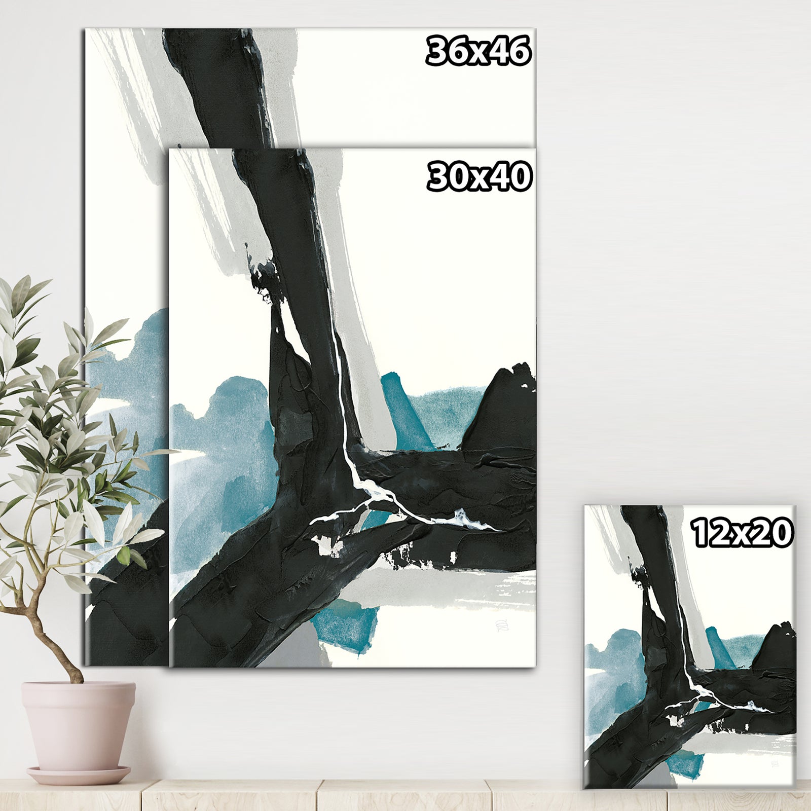 Geometric Black and Teal III - Modern & Contemporary Canvas Artwork