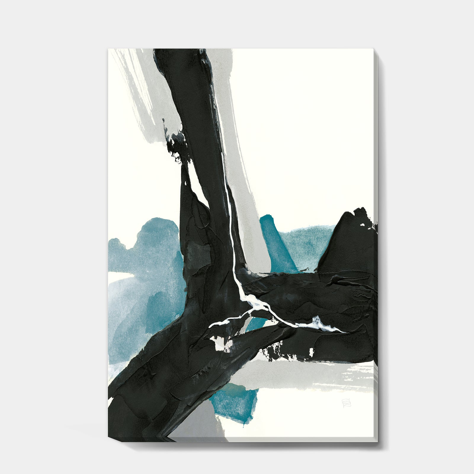 Geometric Black and Teal III - Modern & Contemporary Canvas Artwork