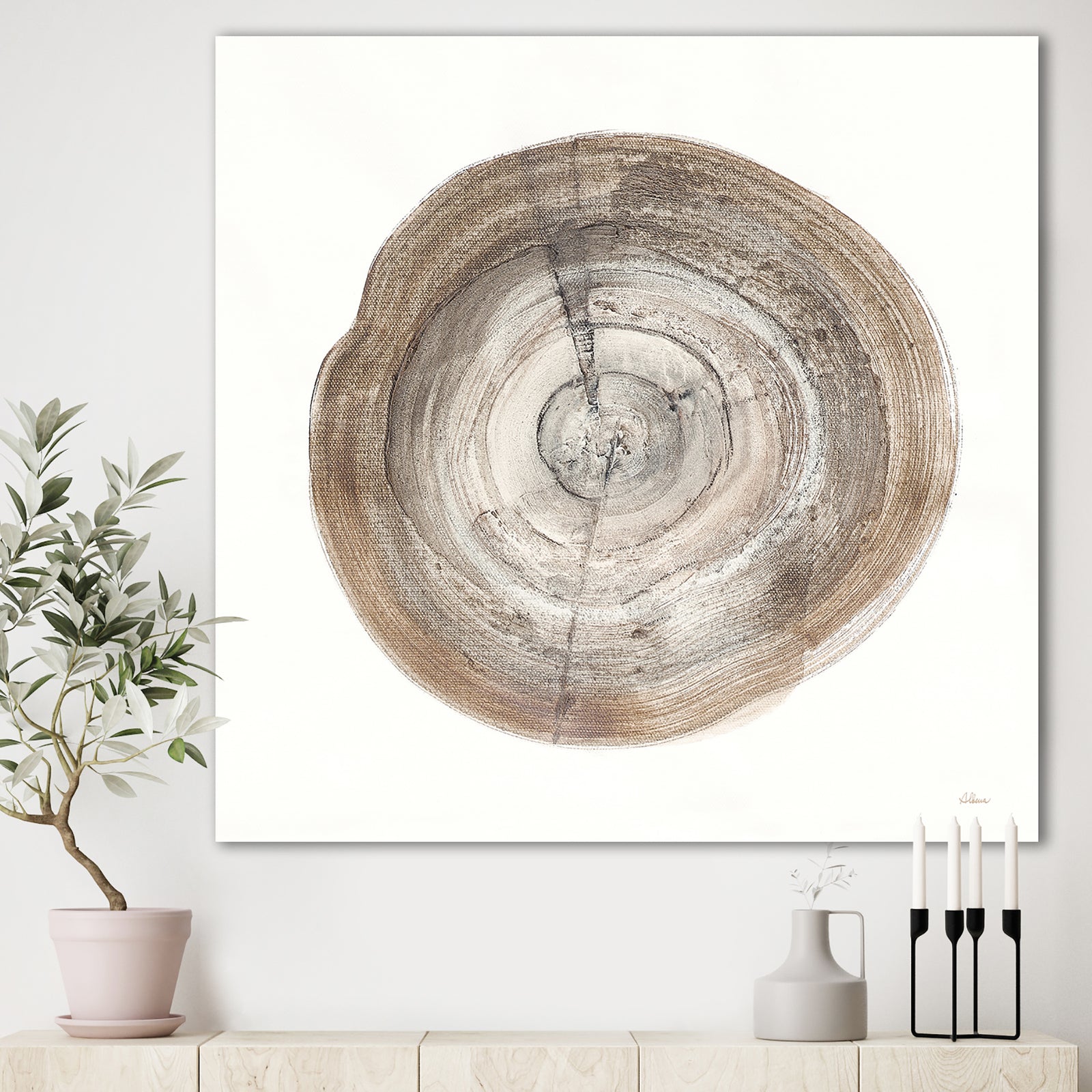 Circle natural elements I - Farmhouse Gallery-wrapped Canvas