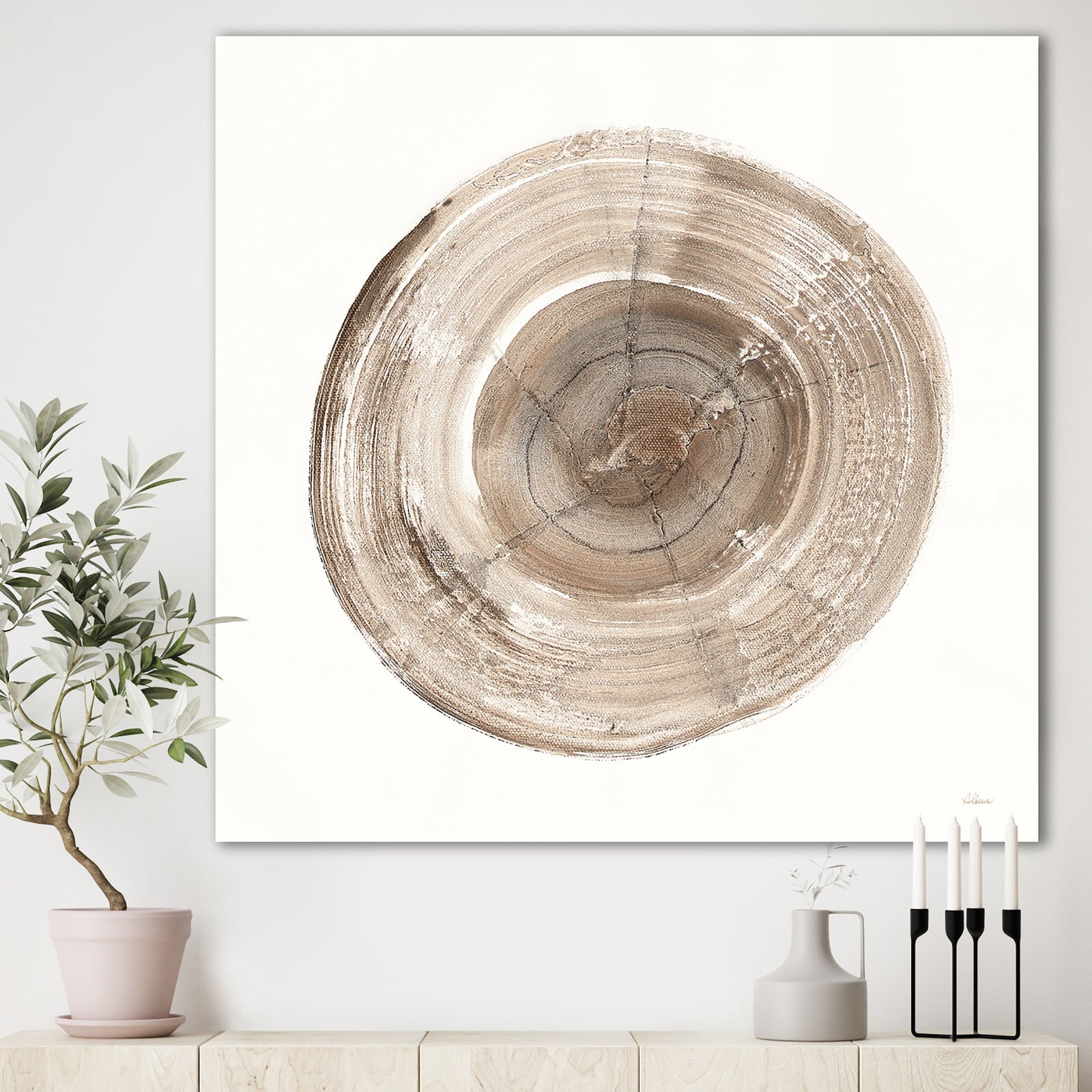 Circle natural elements II - Farmhouse Canvas Artwork