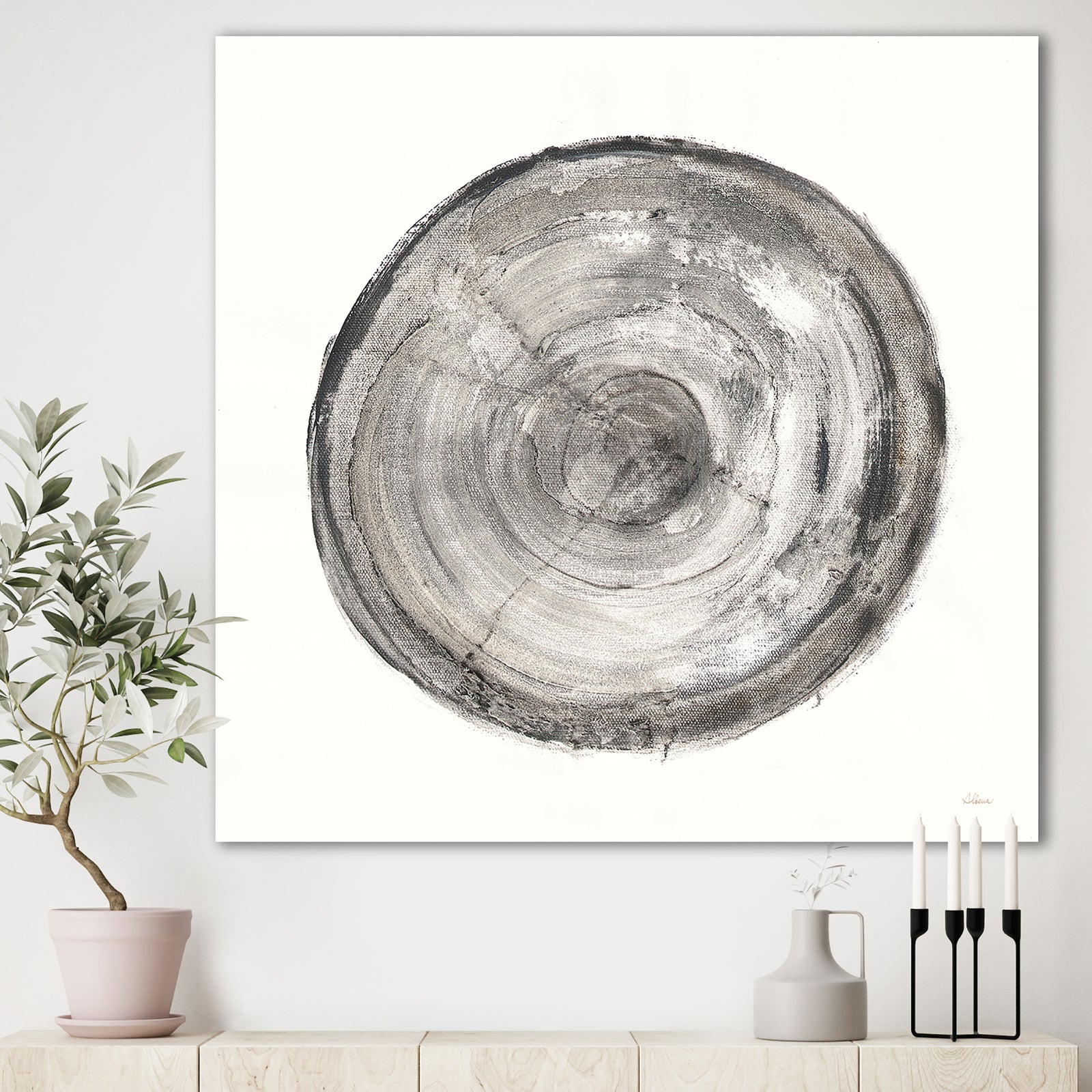 Circle natural elements III - Farmhouse Canvas Art