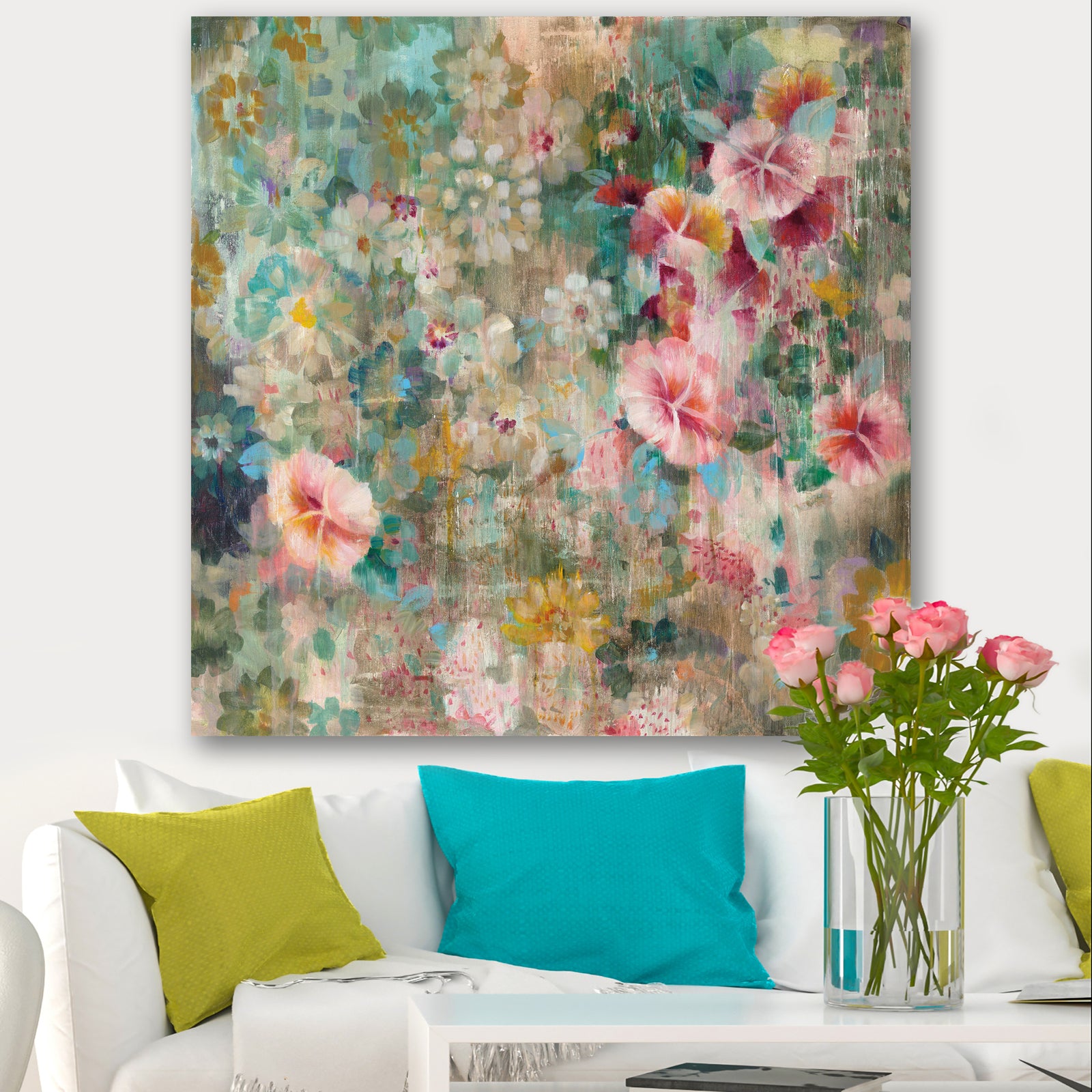 Flower Shower III - Farmhouse Gallery-wrapped Canvas