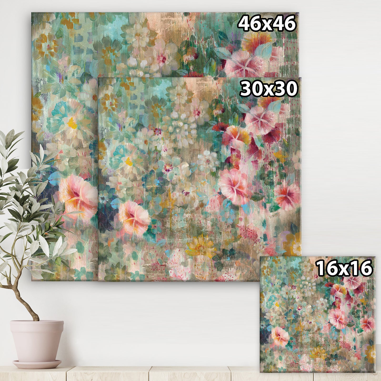 Flower Shower III - Farmhouse Gallery-wrapped Canvas