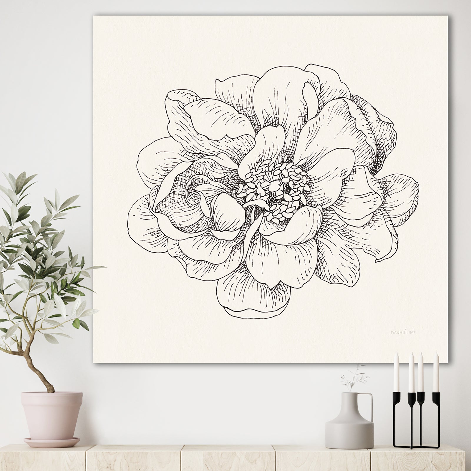 Pen and Ink Florals IV - Farmhouse Canvas Artwork