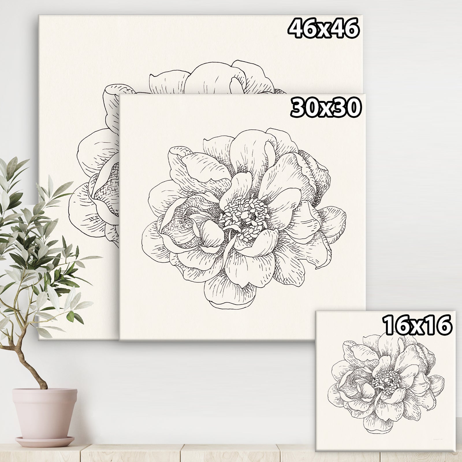Pen and Ink Florals IV - Farmhouse Canvas Artwork