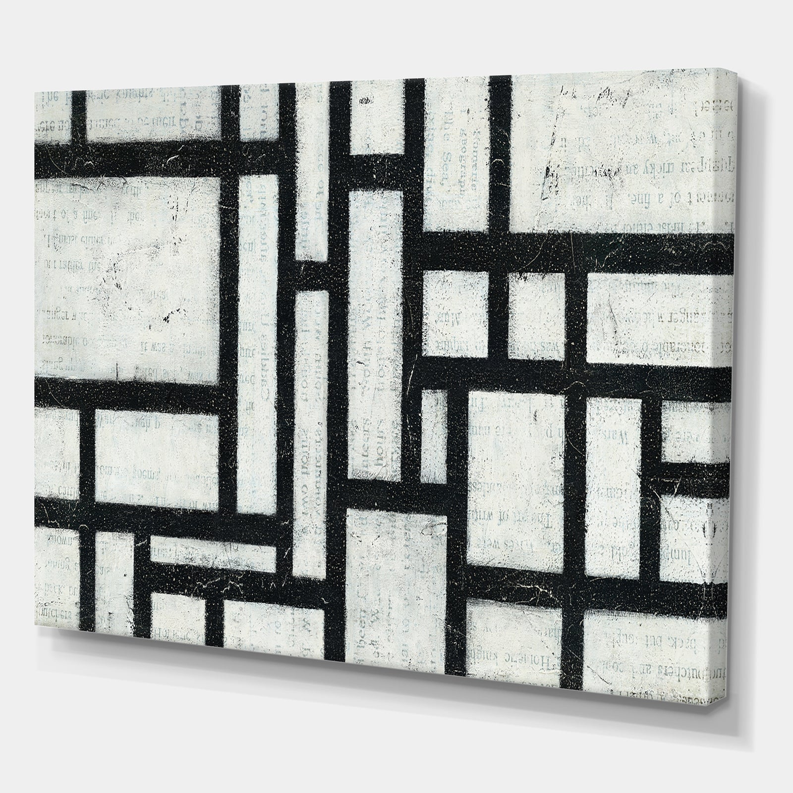 Black and White Labyrinth geometric - Mid-Century Modern Canvas Art