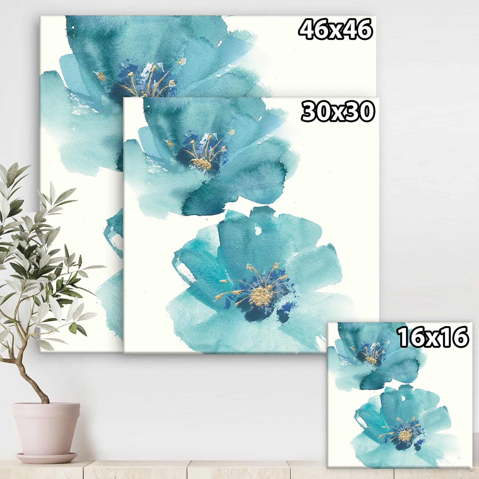 Blue Cosmos Indigo II - Farmhouse Canvas Art