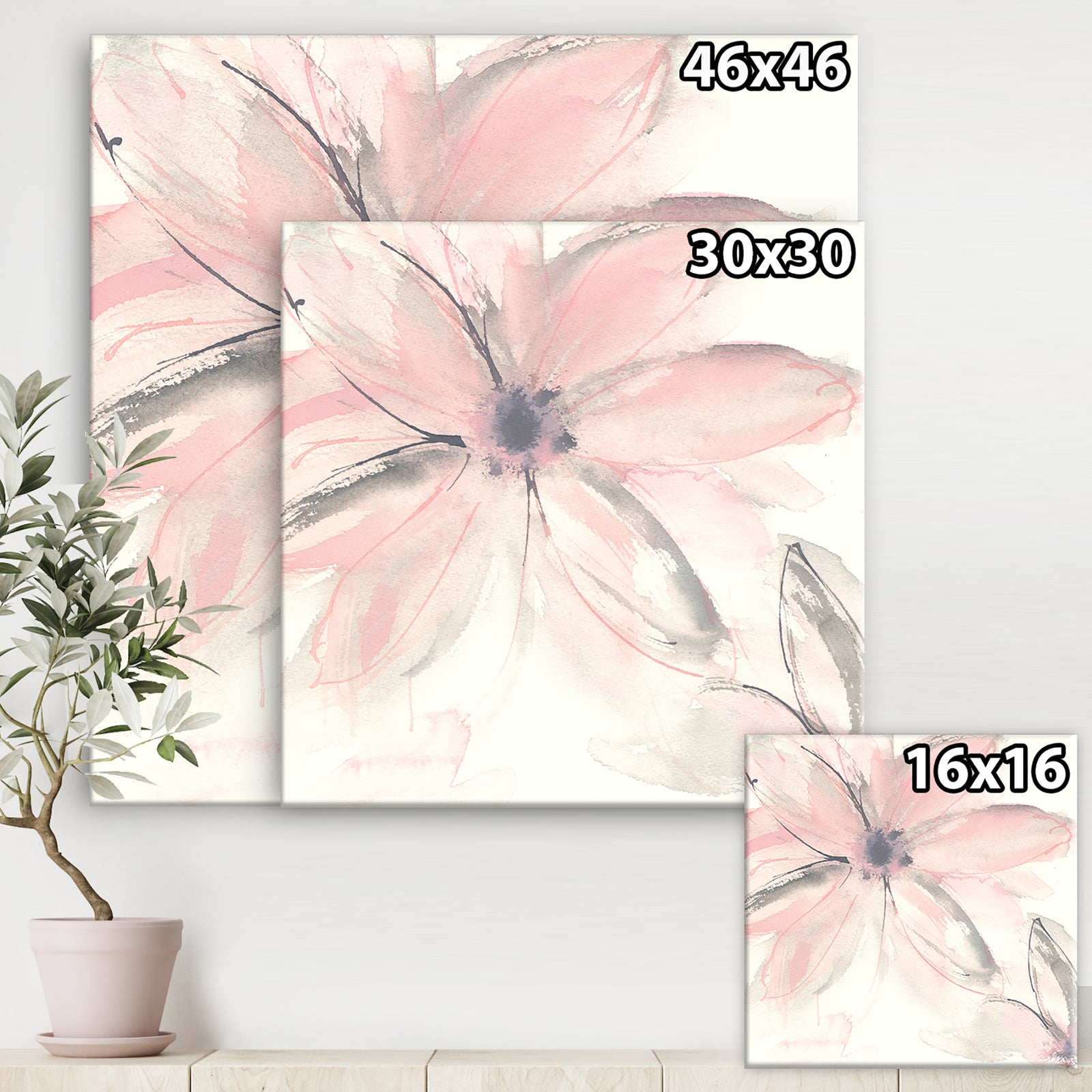 Pink Shabby Floral II - Shabby Chic Canvas Artwork