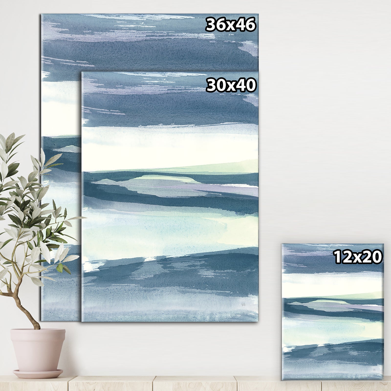 Mint Indigo Dawn II - Farmhouse Premium Canvas Wall Art