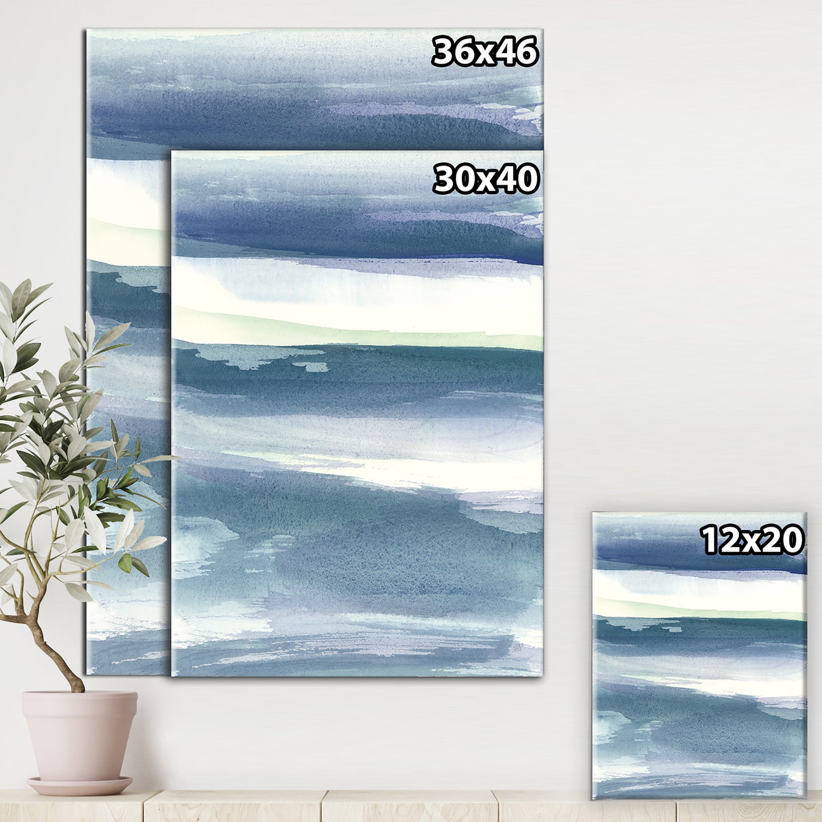 Mint Indigo Dawn III - Farmhouse Gallery-wrapped Canvas