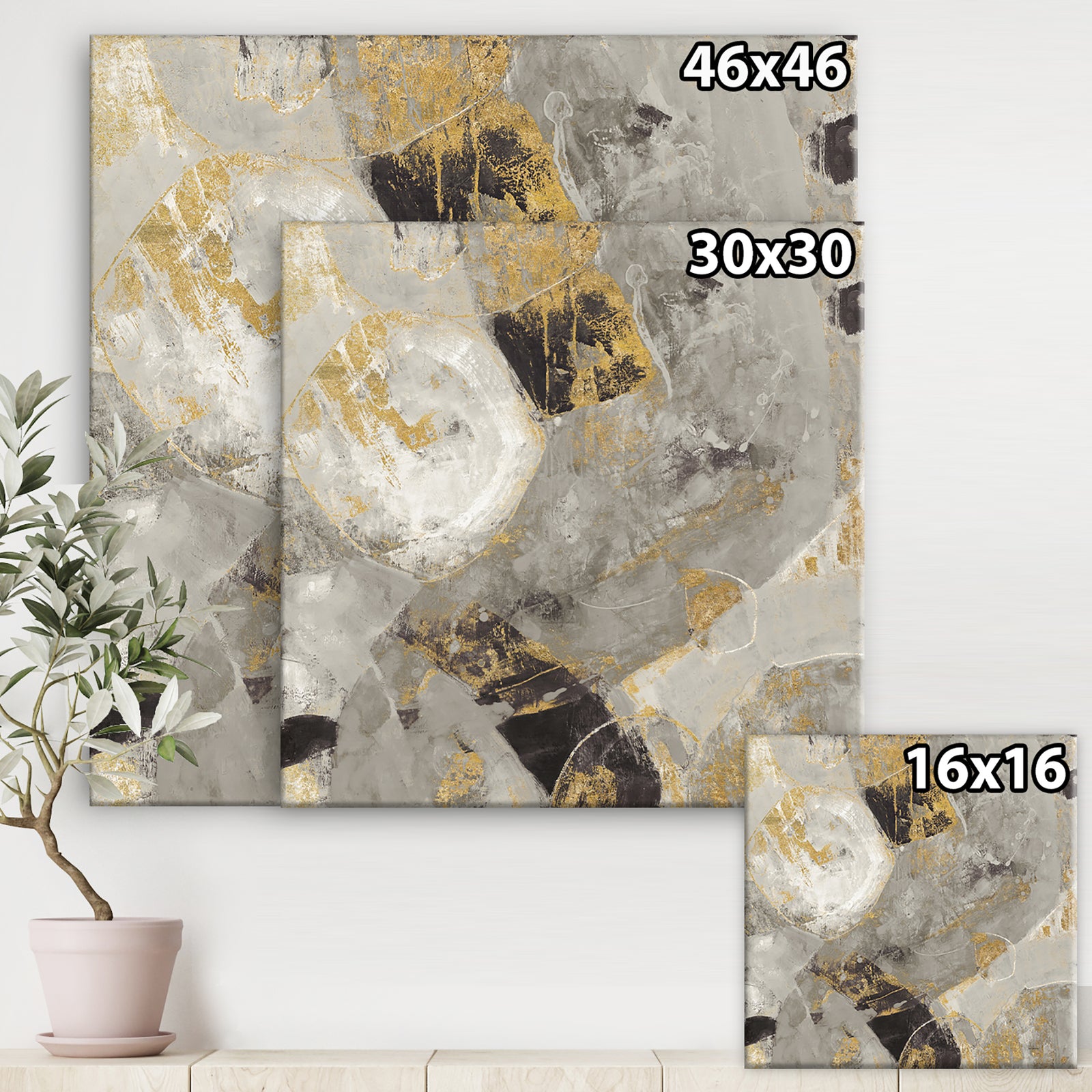Glam Gold Desert Neutral - Modern & Contemporary Premium Canvas Wall Art