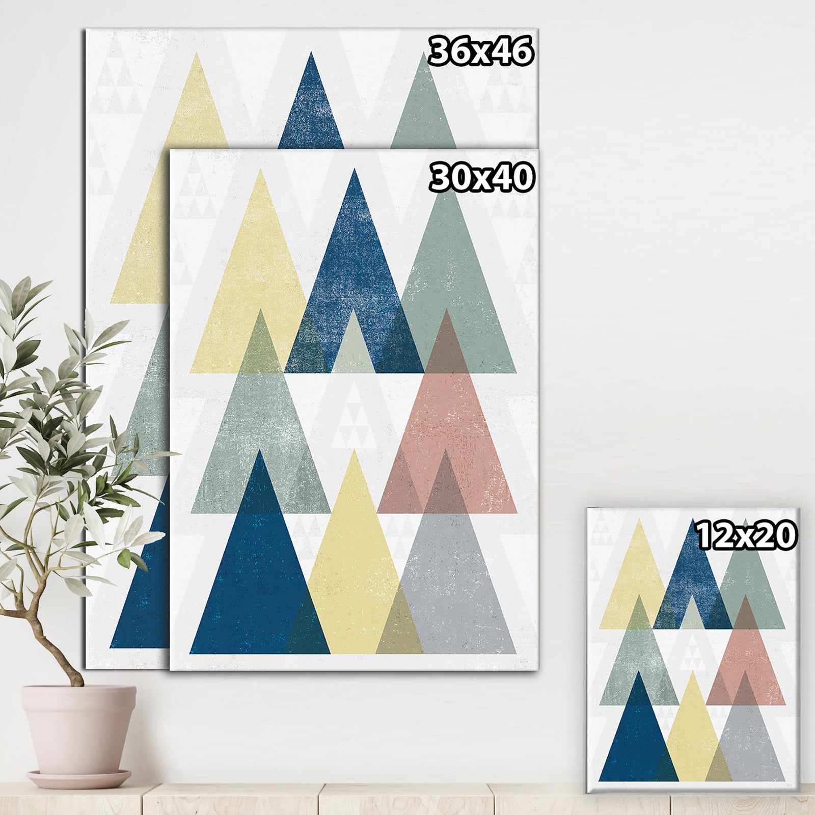 Geometrical Composition Triangles II - Modern & Transitional Premium Canvas Wall Art