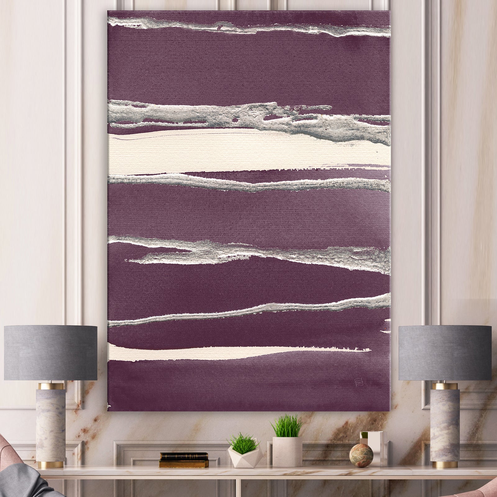 Shabby Watercolor on Purple III - Shabby Chic Premium Canvas Wall Art
