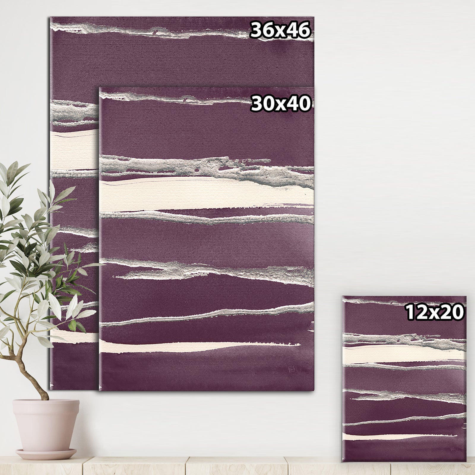 Shabby Watercolor on Purple III - Shabby Chic Premium Canvas Wall Art