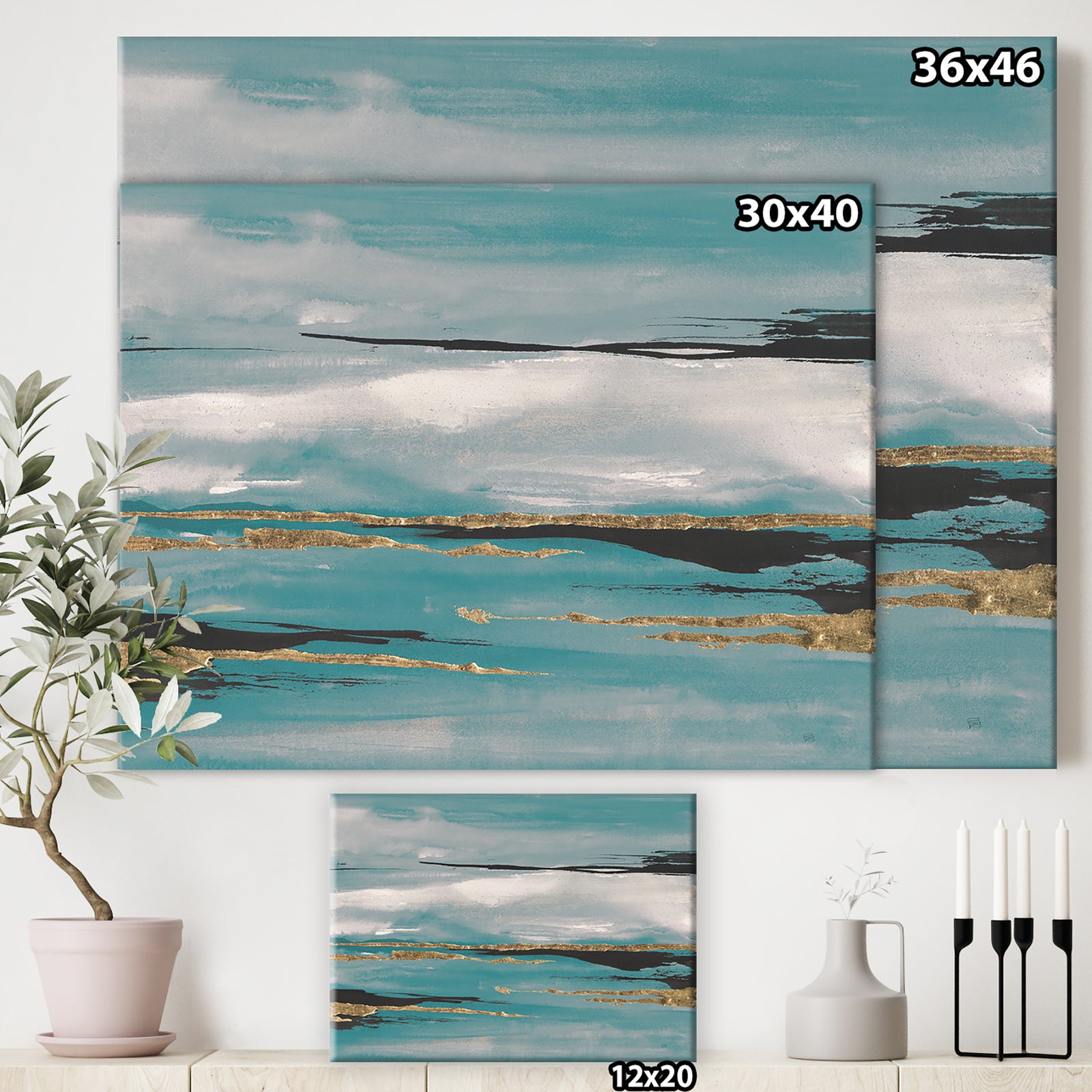 Glam Teal Watercolor I - Modern & Contemporary Canvas Artwork