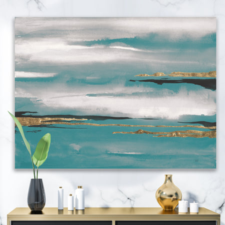 Glam Teal Watercolor II - Modern & Contemporary Canvas Art
