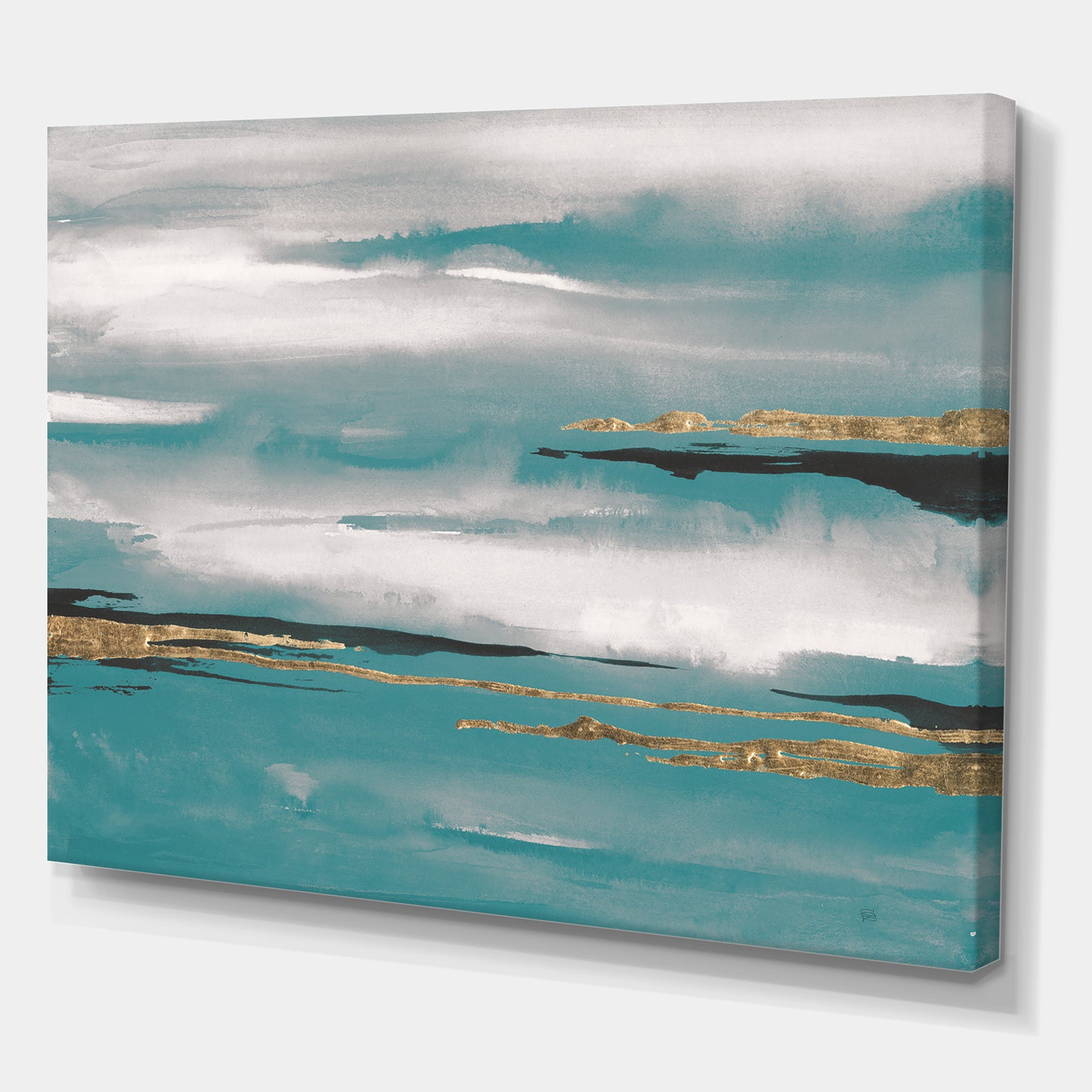 Glam Teal Watercolor II - Modern & Contemporary Canvas Art