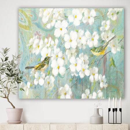 Birds on Blossom - Traditional Gallery-wrapped Canvas