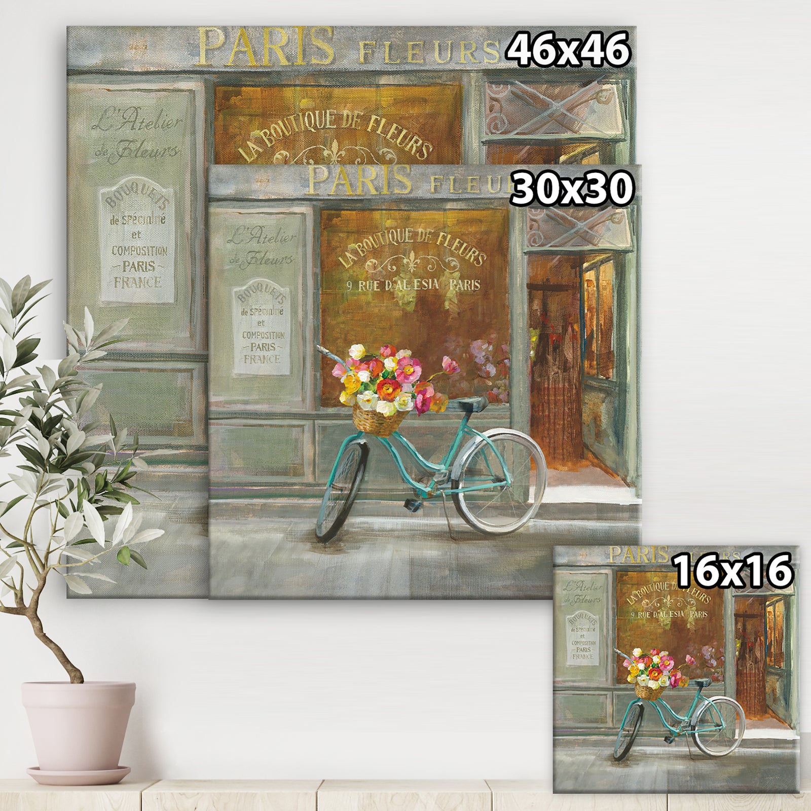 Paris French Flowershop - Traditional Gallery-wrapped Canvas