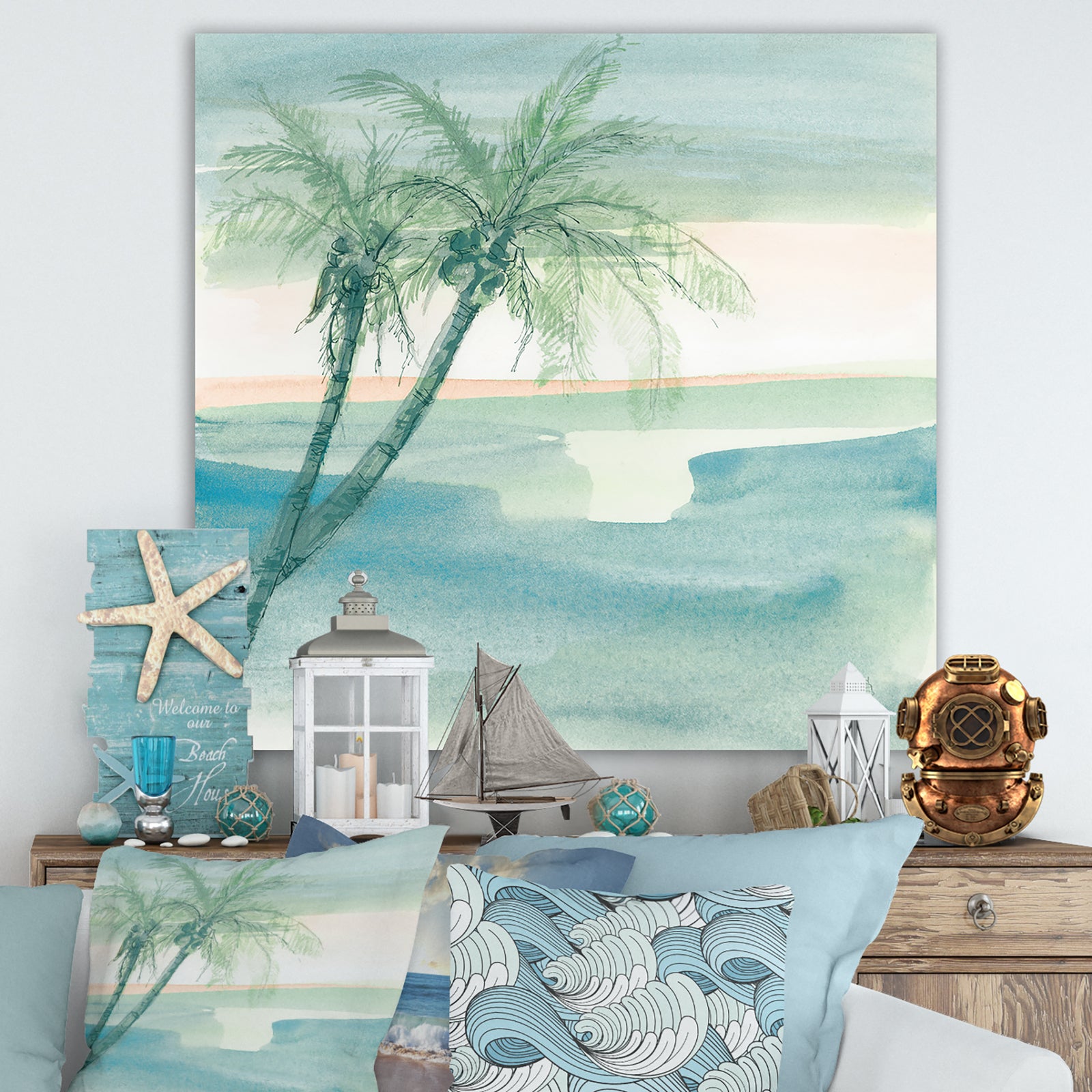 Peaceful Dusk I Tropical - Tropical Canvas Artwork