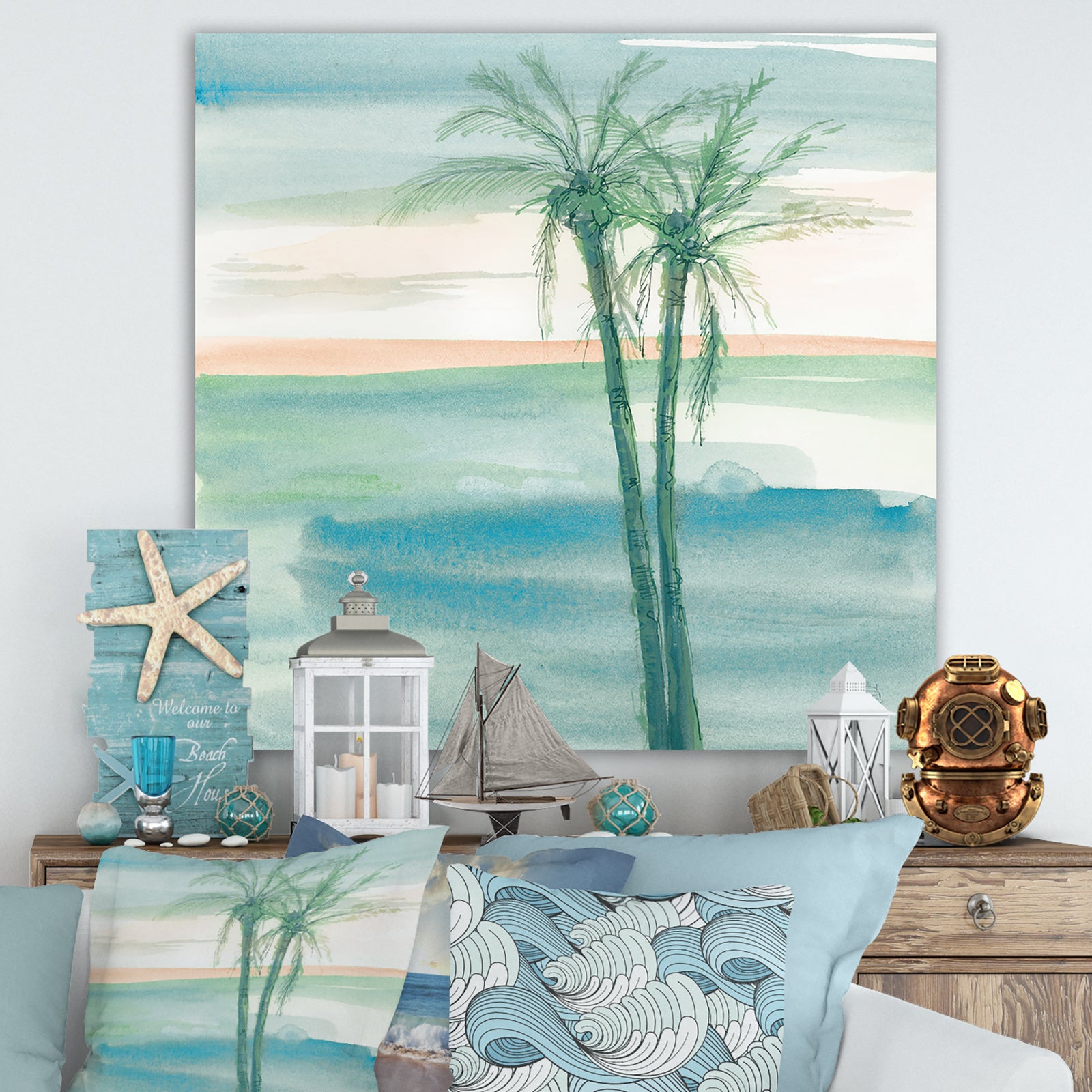 Peaceful Dusk II Tropical - Tropical Canvas Art