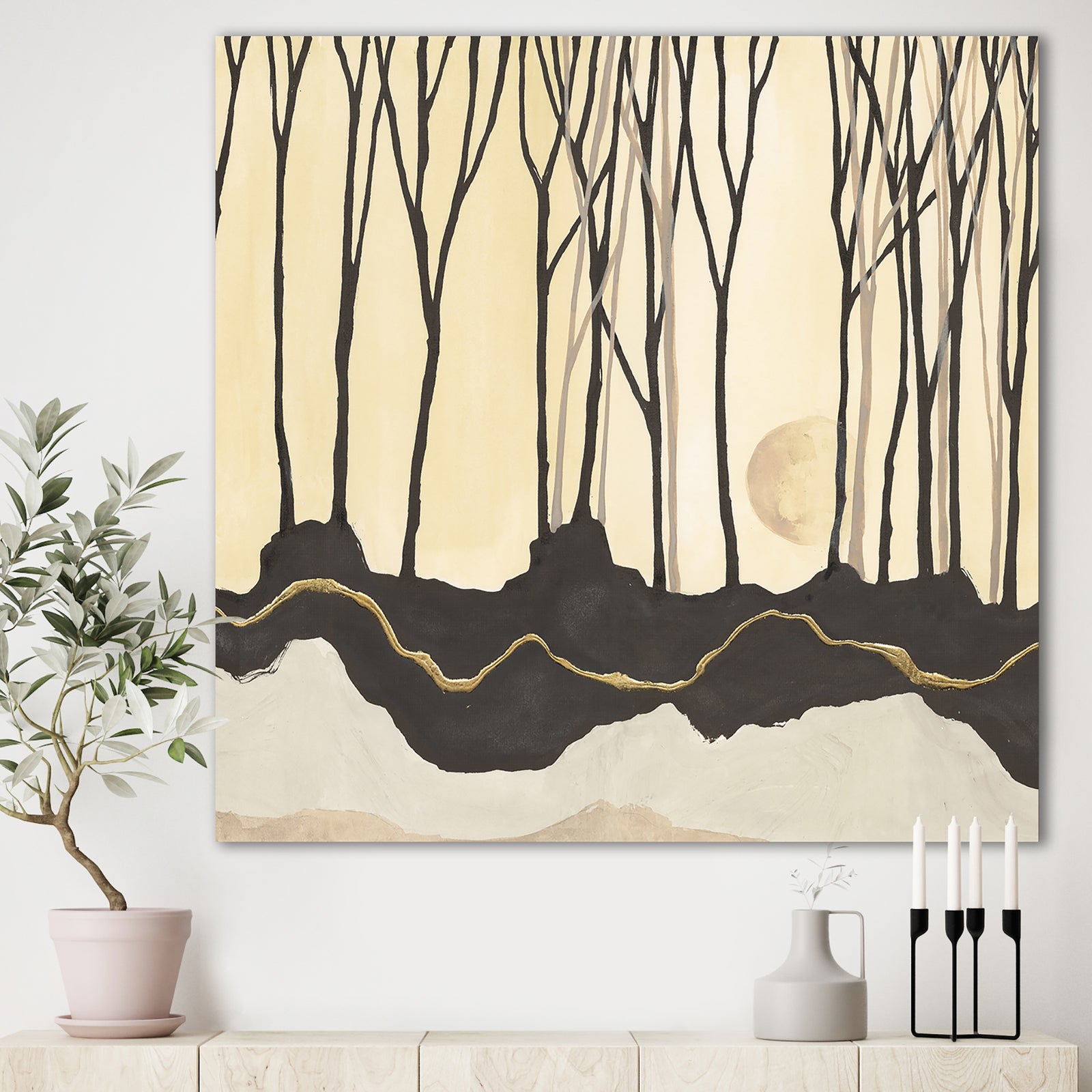 Geometric Forest - Farmhouse Premium Canvas Wall Art