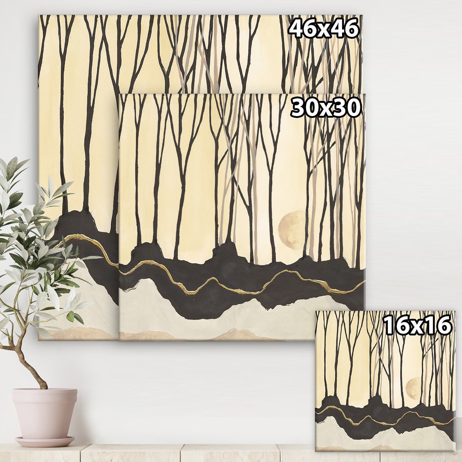 Geometric Forest - Farmhouse Premium Canvas Wall Art