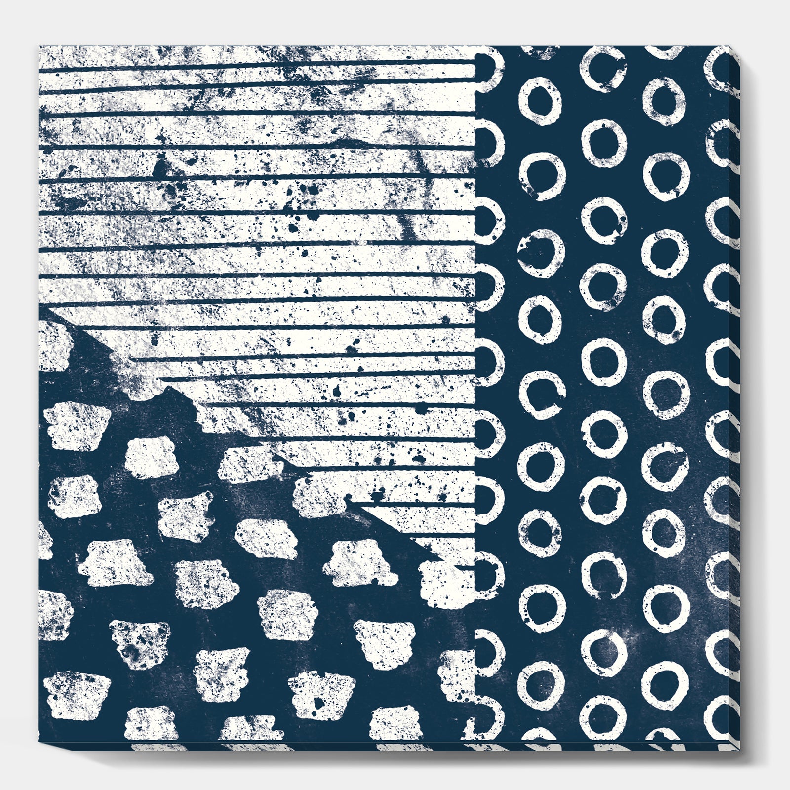 Indigo striples and Tile - Modern & Transitional Gallery-wrapped Canvas