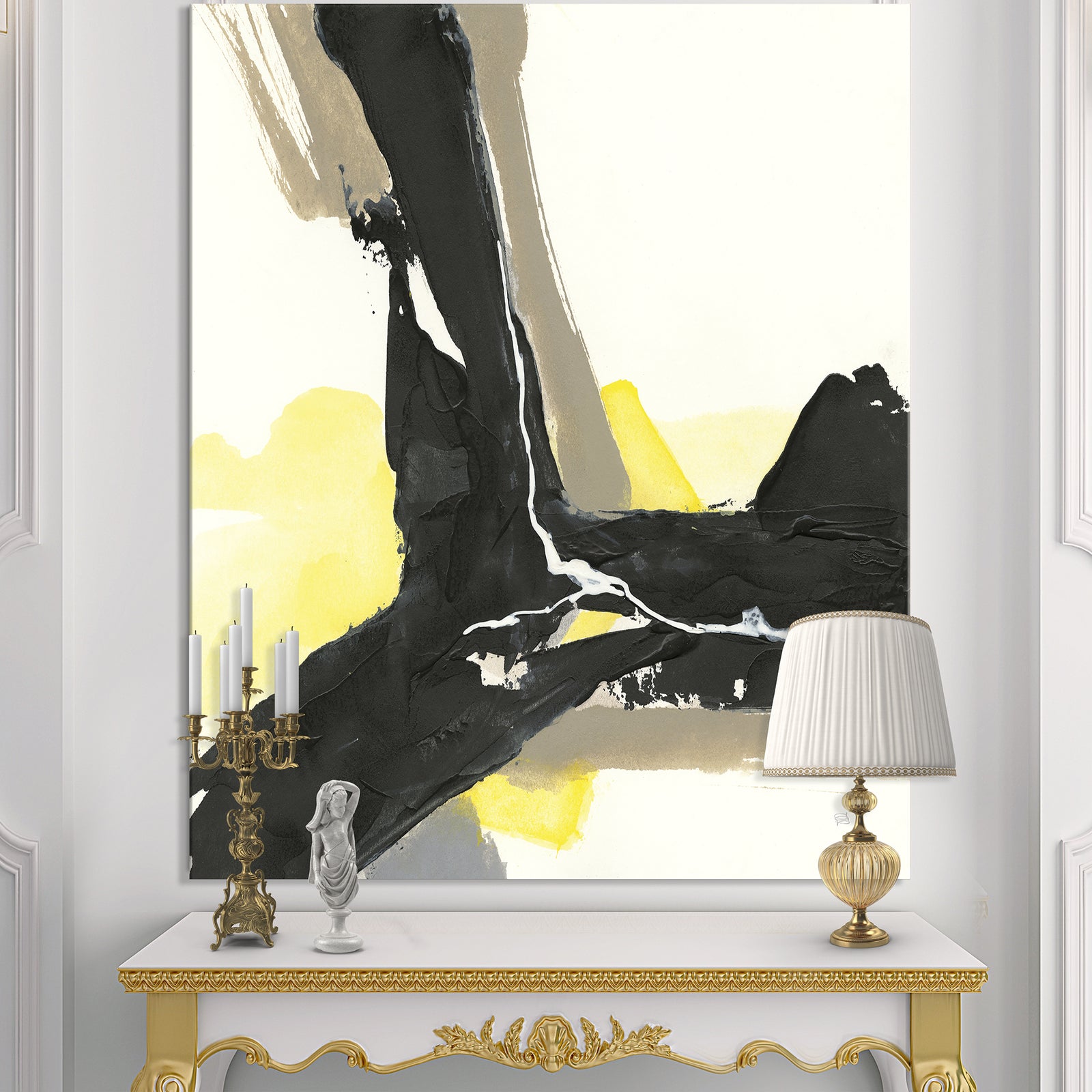 Glam Black and Yellow I - Modern & Contemporary Premium Canvas Wall Art