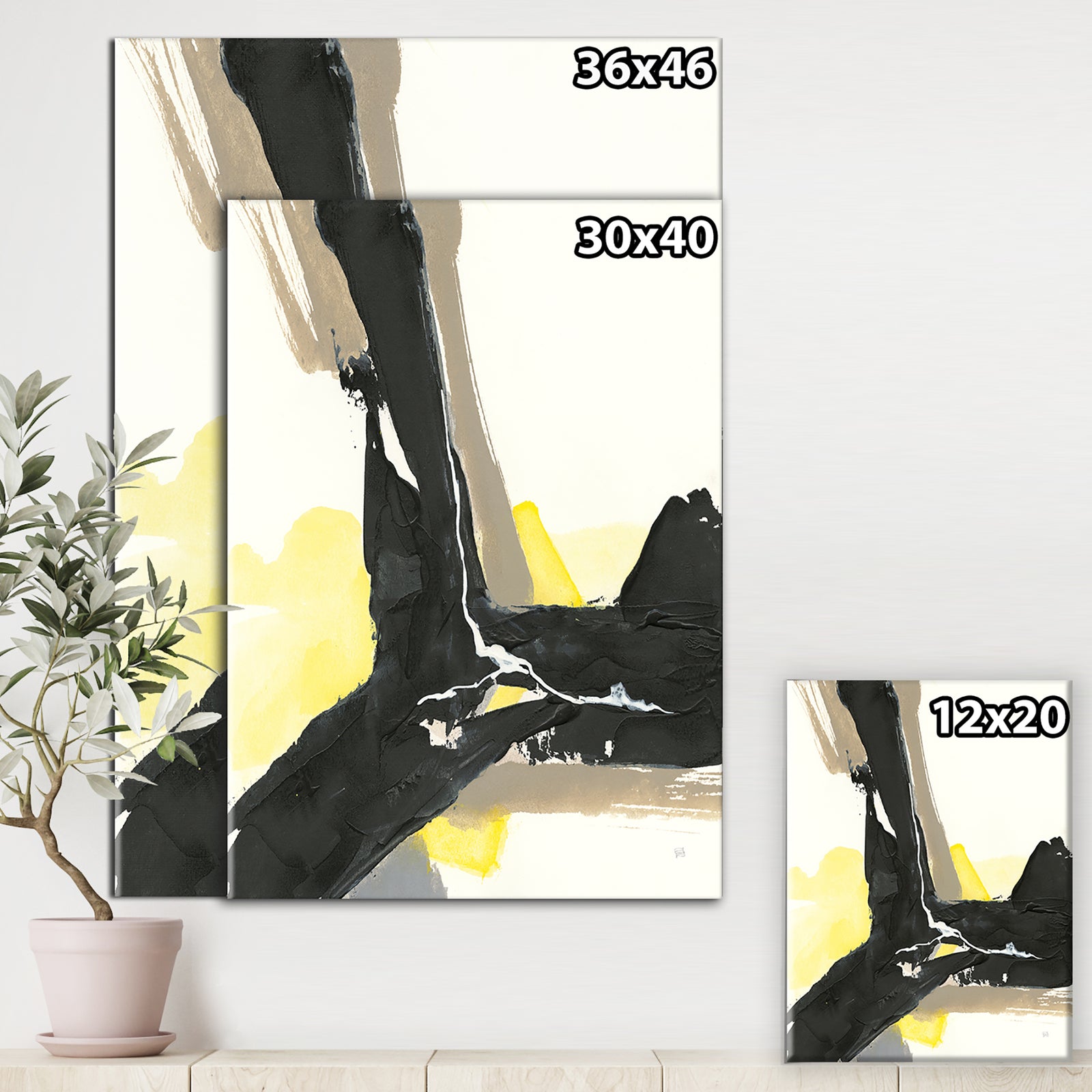 Glam Black and Yellow I - Modern & Contemporary Premium Canvas Wall Art