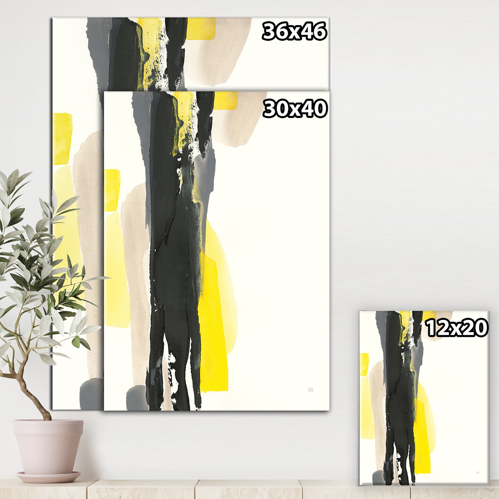 Glam Black and Yellow II - Modern & Contemporary Gallery-wrapped Canvas