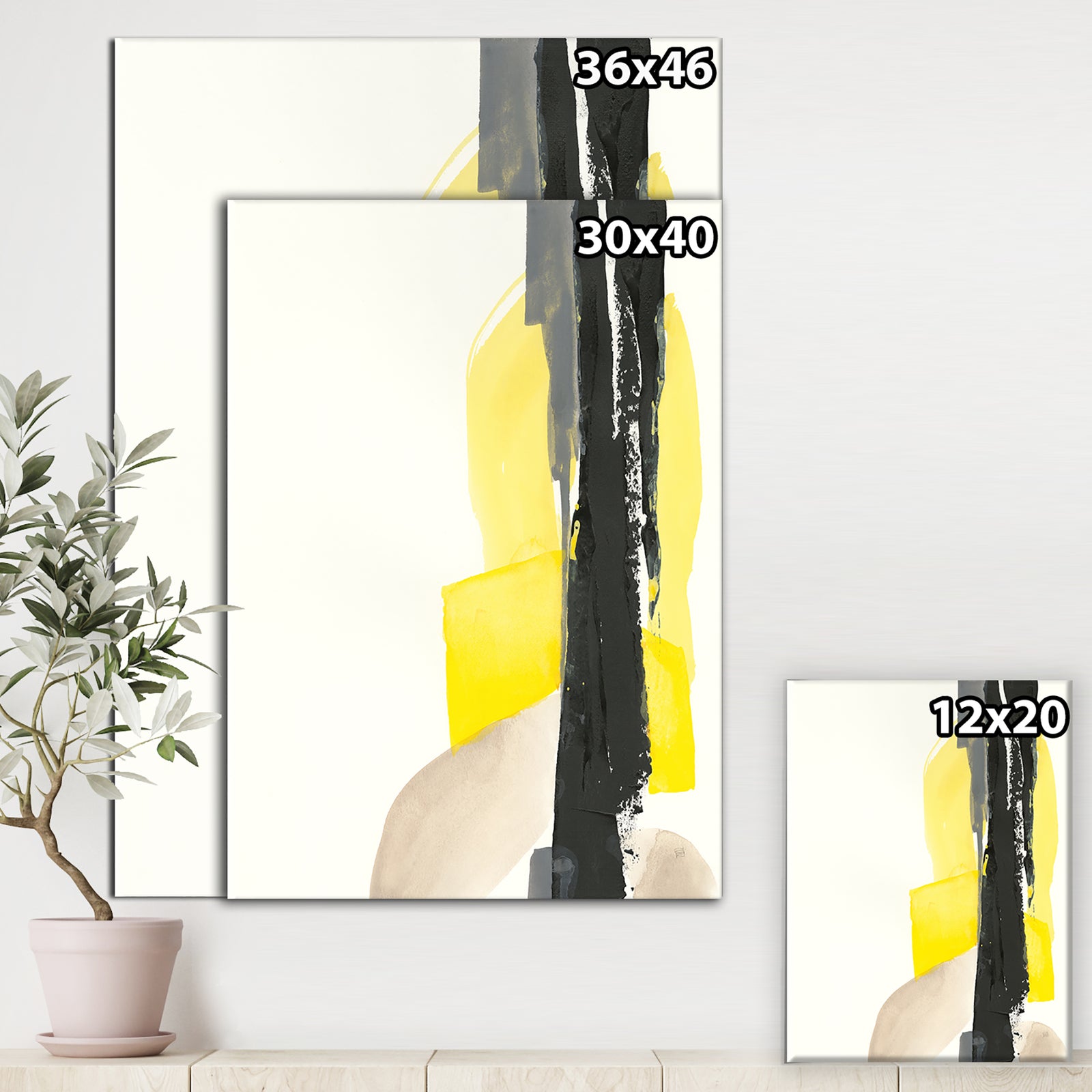 Glam Black and Yellow III - Modern & Contemporary Canvas Artwork