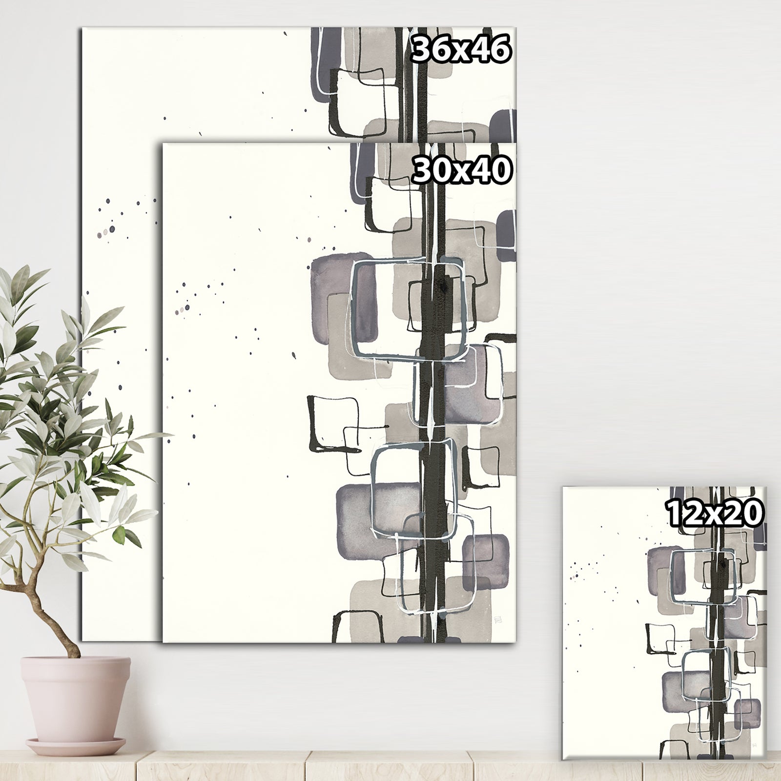 Glam Dancing shape III - Modern & Contemporary Gallery-wrapped Canvas